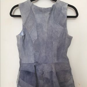 ISABEL VIANEY satin lined faux leather top, blue